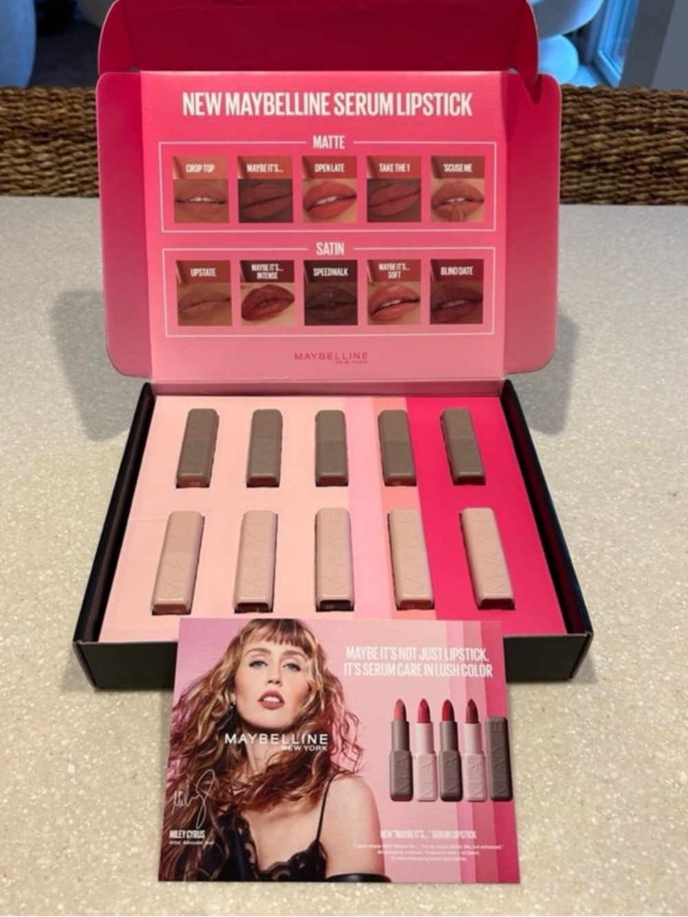 Maybelline x Miley Cyrus PR Box Full Set 10 Lipstick Serum Kit RARE NOT SOLD